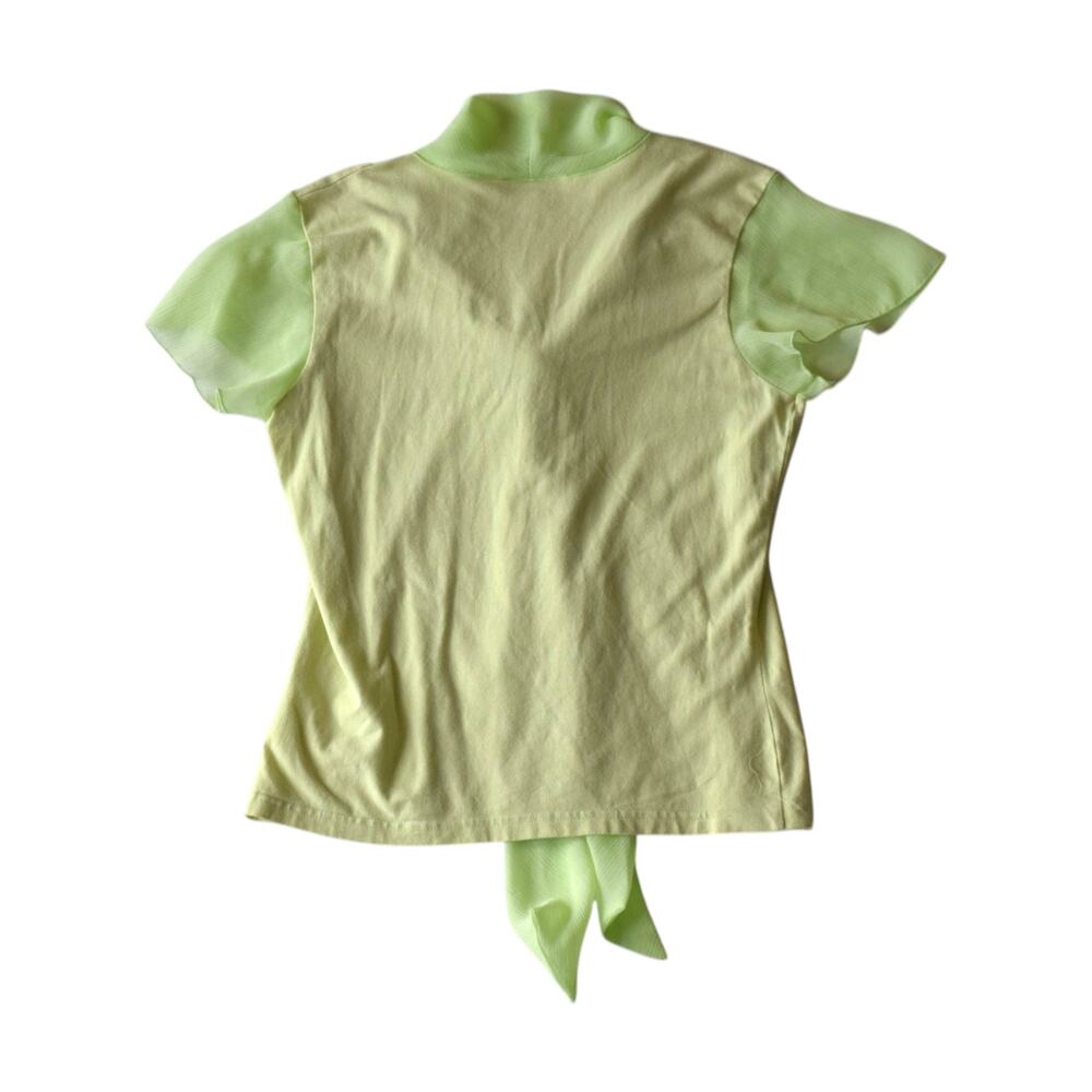 Vintage Lime Green Tie Neck Knit Top Size Medium - Picture 4 of 4